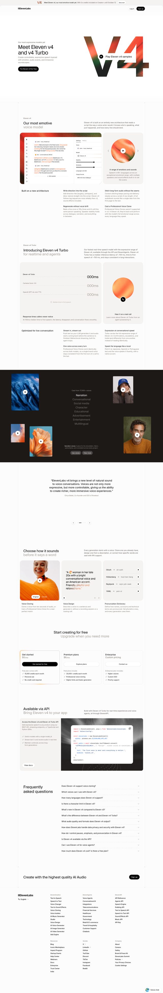 Elevenlabs landing page