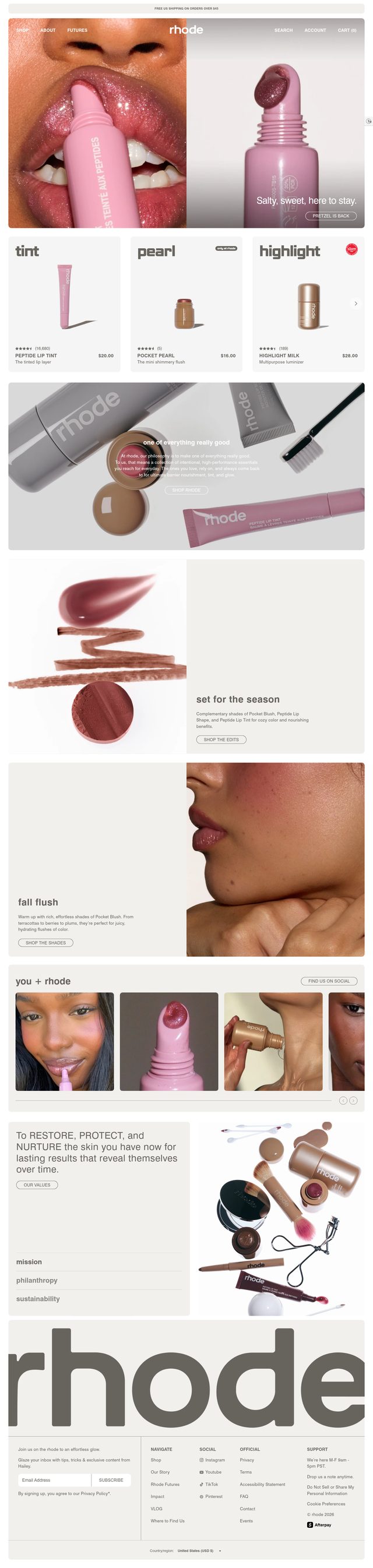 rhode landing page
