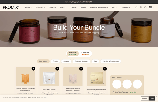 Promix Nutrition landing page