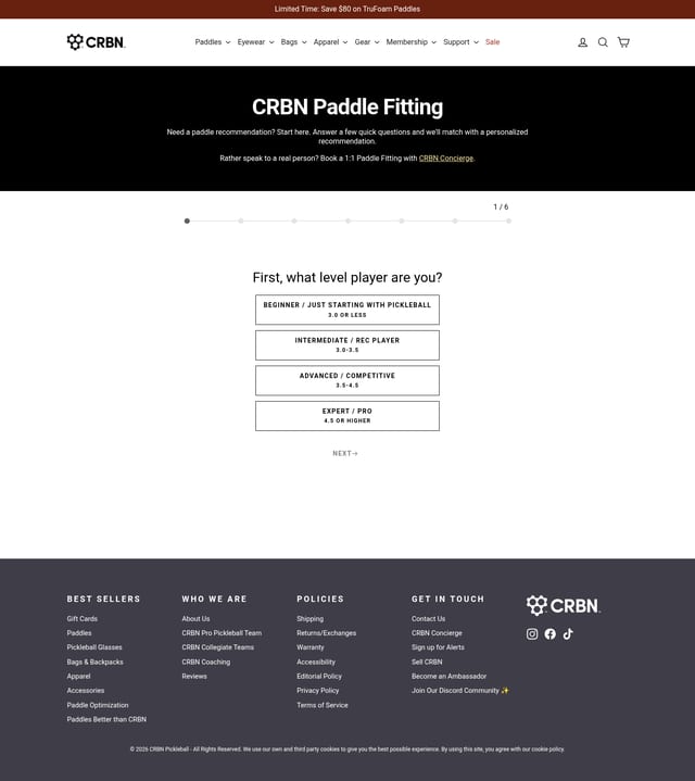 CRBN Pickleball landing page