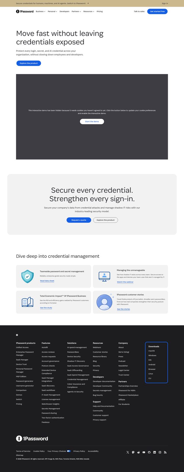 1Password landing page