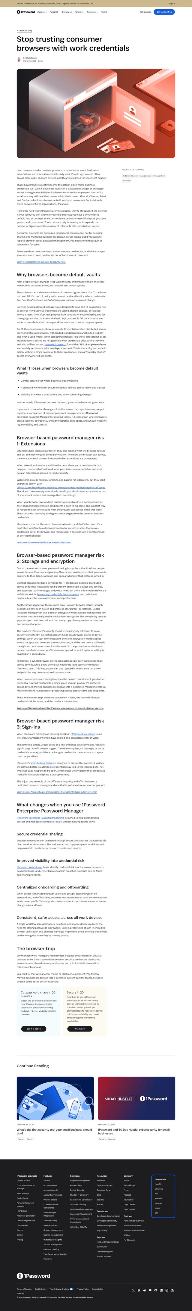 1Password landing page