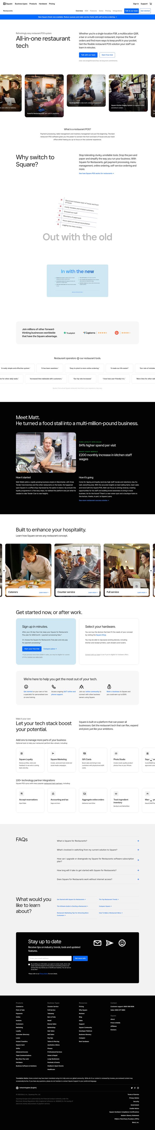 Square landing page