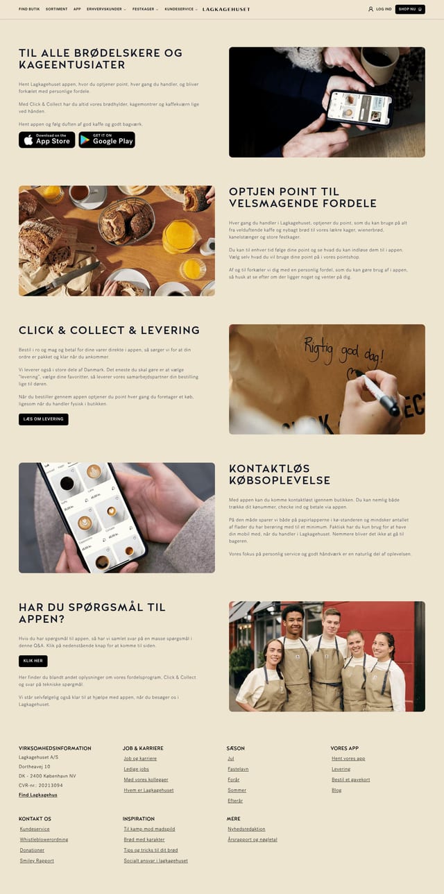 Lagkagehuset landing page