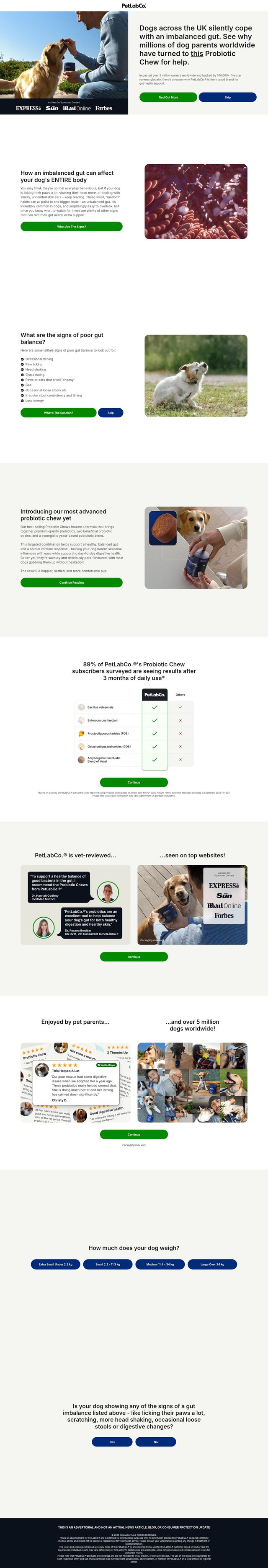 Petlab Co landing page