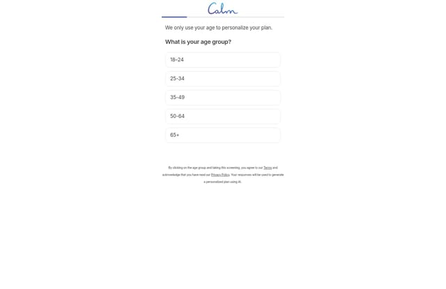 Calm landing page