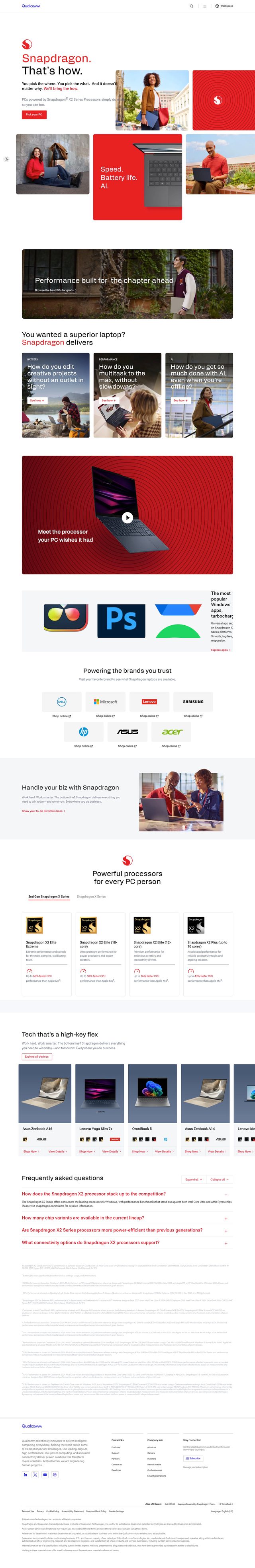Snapdragon landing page
