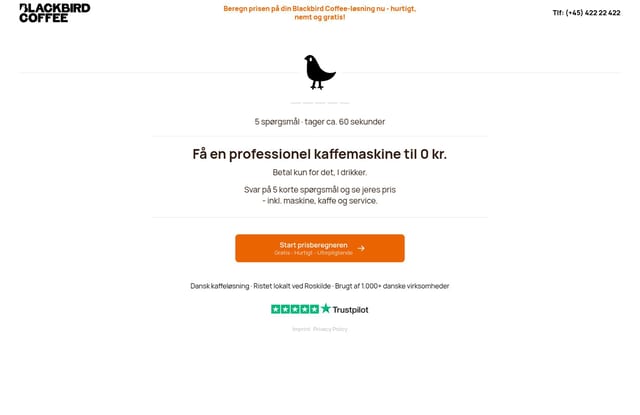 Blackbird Coffee landing page