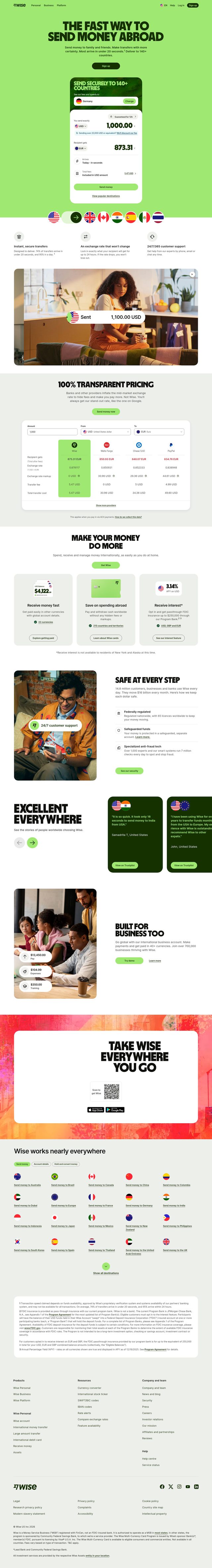 Wise landing page