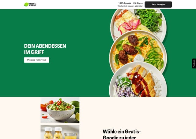 HelloFresh landing page screenshot
