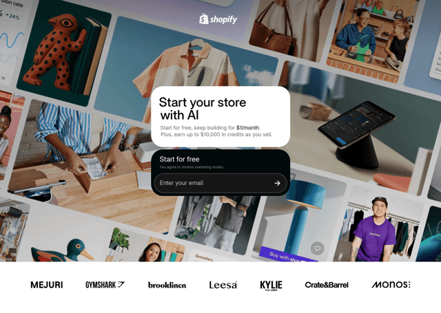 Shopify landing page screenshot