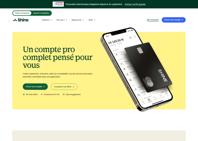 Shine landing page screenshot
