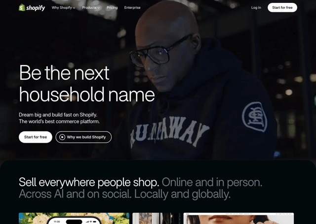 Shopify landing page screenshot