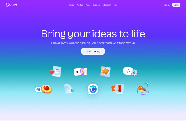 Canva landing page screenshot