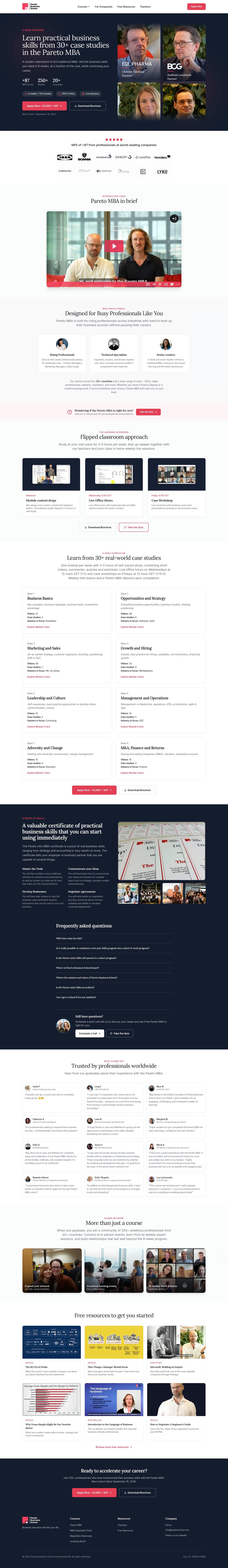 Pareto Business School desktop